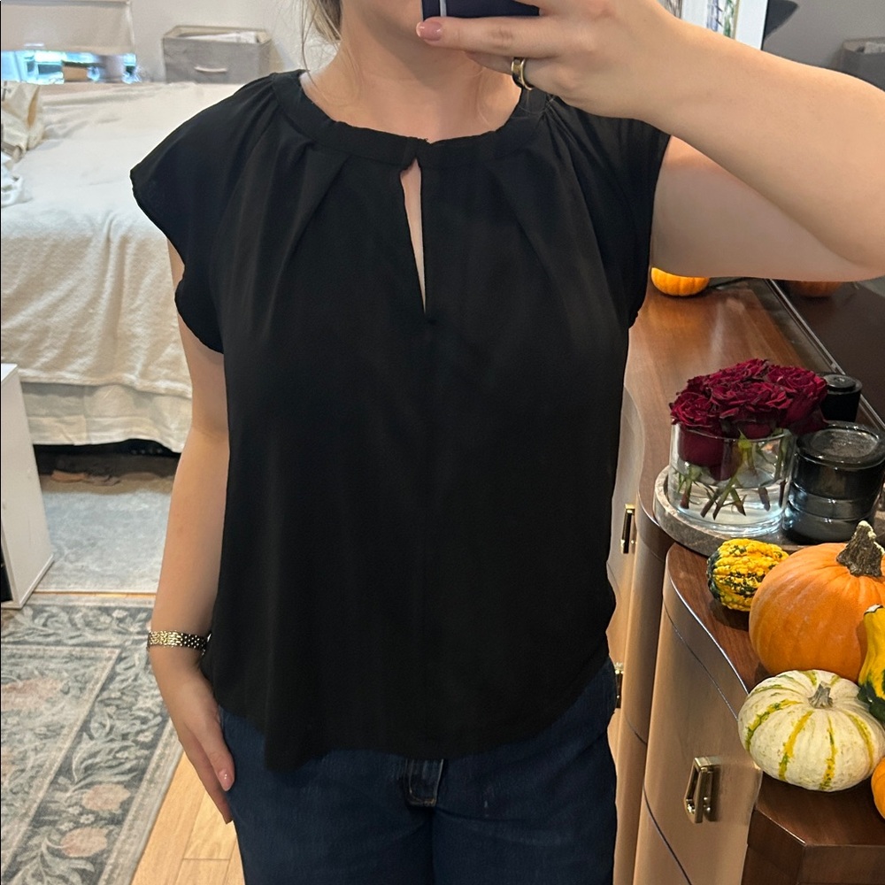 Banana Republic Black Peep-Hole Front Blouse
